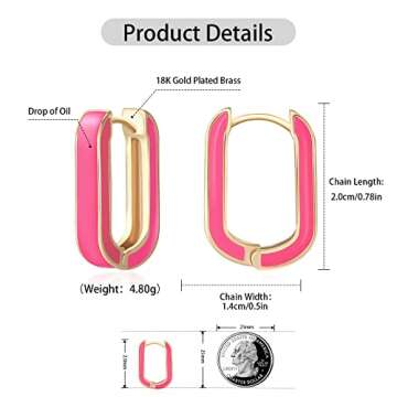 Huggie Hoop Earrings for Women, 18K Gold Plated Colorful Enamel Huggie Earrings Small Hypoallergenic...