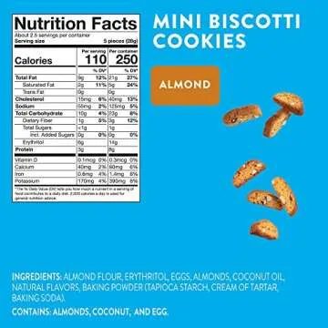Highkey Biscotti Gluten Free Cookies - Almond Biscotti Cookies - 3 Pack - Sugar Free Treats European Dessert Keto Friendly Food Healthy Low Carb Biscuit Cookie Diabetic Ketogenic Paleo Diet Snacks