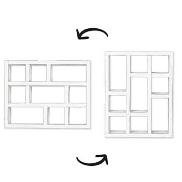 Ilyapa Rustic Wood Knick Knack Floating Shelf Weathered White - Wall Mounted or Freestanding Farmhouse Decor Display Case for Essential Oils, Trinkets, Curios - Ilyapa is a Family-Owned Business