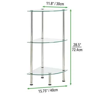 mDesign Modern Glass Corner Storage Organizer Tower Cabinet