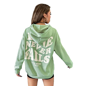 Floerns Women's Letter Graphic Print Hoodie Cozy Stylish