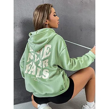 Floerns Women's Letter Graphic Print Hoodie Cozy Stylish