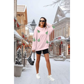 MYHALF Christmas Sweatshirt Women Sequin Tree Holiday Pullover