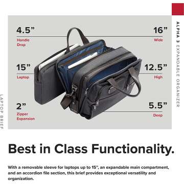 TUMI Alpha 3 Laptop Brief: Expandable Organizer