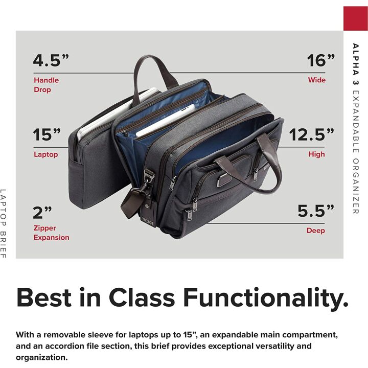 TUMI Alpha 3 Laptop Brief: Expandable Organizer
