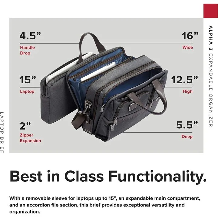 TUMI Alpha 3 Laptop Brief: Expandable Organizer