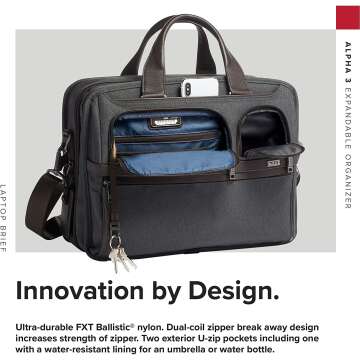 TUMI Alpha 3 Laptop Brief: Expandable Organizer