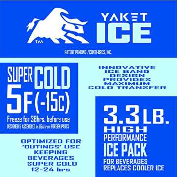 YAKET ICE: Innovative, super cold, extra large 3.3lb. high performance beverage ice pack