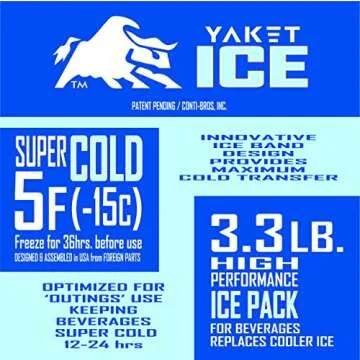 YAKET ICE: Innovative, super cold, extra large 3.3lb. high performance beverage ice pack