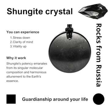 Karelia Shungite Pendant - Circle Base - Wearing this Shungite Necklace Improves and Protect Your En...