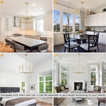 ZCHAOZ Gold Chandelier for Dining Room & Entryway