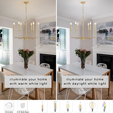ZCHAOZ Gold Chandelier for Dining Room & Entryway