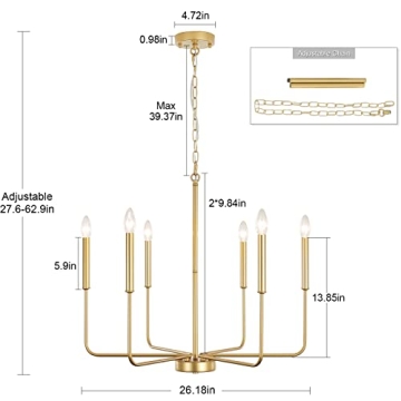 ZCHAOZ Gold Chandelier for Dining Room & Entryway