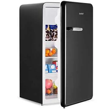 COMFEE 3.3 Cubic Feet Solo Series Retro Refrigerator Sleek Appearance HIPS Interior, Energy Saving, Adjustable Legs, Temperature Thermostat Dial, Removable Shelf, Perfect for Home/Dorm/Garage [Black]