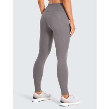 CRZ YOGA Women's Light-Fleece Workout Leggings - High Waisted Warm Matte Brushed Tights with Pockets...