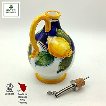 Hand Painted Italian Olive Oil Dispenser Bottle 14 Oz XL