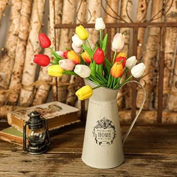 Kisflower 30Pcs Real Touch Red Faux Tulips for Decor