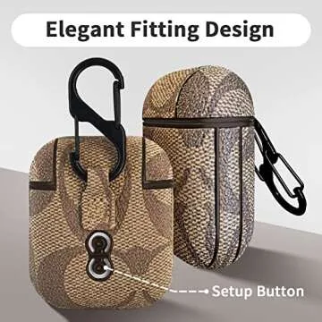 MOLOVA Case for Airpods 1&2 Case,Luxury Stylish PU Ultra Slim & Thin Soft TPU Anti-Slip Scratch Resistant Drop Proof Full Cover Case with Keychain/Lanyard