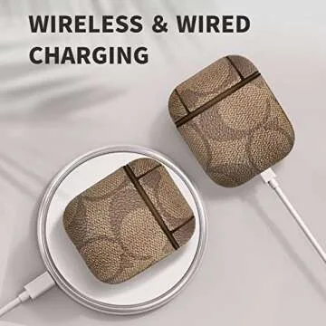 MOLOVA Case for Airpods 1&2 Case,Luxury Stylish PU Ultra Slim & Thin Soft TPU Anti-Slip Scratch Resistant Drop Proof Full Cover Case with Keychain/Lanyard