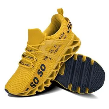 UMYOGO Womens Road Running Shoes Mesh Breathable Sneakers Lightweight Fashion Sports Gym Athletic Shoes Yellow