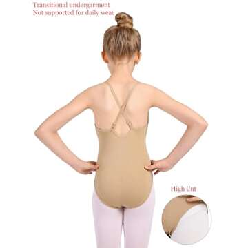 DANSHOW Women and Girls Nude Seamless Camisole Undergarment Leotard with Transition Straps(8A13)