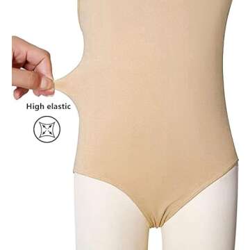 DANSHOW Women Girls Nude Seamless Camisole Leotard
