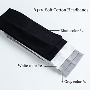 MLMOMVME 6 Cotton Stretch Headbands for Women