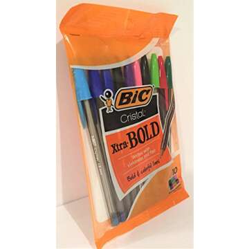 BIC Cristal Xtra-Bold Ball Pens 10 Count Pack, Assorted Ink