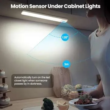 [2 Pack] Under Cabinet Light 80LEDs,Motion Sensor Led Light Indoor,USB C Rechargeable Closet Under Counter Lighting,12.6inch Battery Powered Operated Night Light for Kitchen,Wardrobe,Cupboard