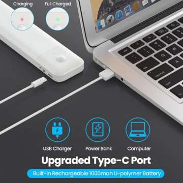 [2 Pack] Under Cabinet Light 80LEDs,Motion Sensor Led Light Indoor,USB C Rechargeable Closet Under Counter Lighting,12.6inch Battery Powered Operated Night Light for Kitchen,Wardrobe,Cupboard