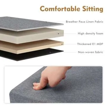 B FSOBEIIALEO Storage Ottoman Cube, Linen Small Foot Seat,for Living Room, Bedroom, Home Office, Dorm Storage Footrest Grey 11.8"x11.8"x11.8"