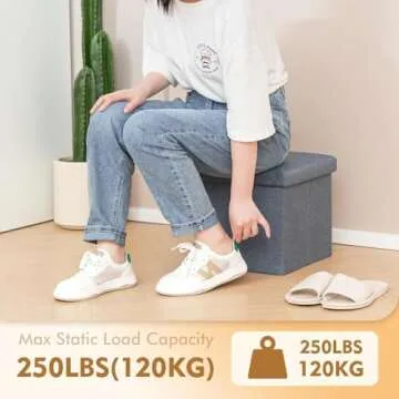 B FSOBEIIALEO Storage Ottoman Cube, Linen Small Foot Seat,for Living Room, Bedroom, Home Office, Dorm Storage Footrest Grey 11.8"x11.8"x11.8"