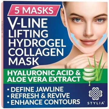 Stylia Double Chin Mask - V Line Chin Strap - Lifting Collagen Face Mask with Hyaluronic Acid & Aloe...