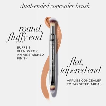 IT Cosmetics Heavenly Luxe Dual Airbrush Concealer Brush #2 - Dual-Ended, 2-in-1 Brush for Liquid & Cream Concealer - Buff Away Imperfections - With Award-Winning Heavenly Luxe Hair Silver