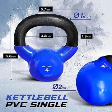 Yes4All 5 lb Kettlebell Weight Vinyl Coated Cast Iron for Dumbbell Weights Exercises, Gym, Fitness, ...