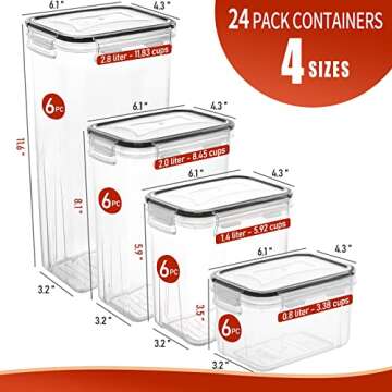 Skroam 24 Pack Airtight Food Storage Containers with Lids for Kitchen Pantry Organization and storag...
