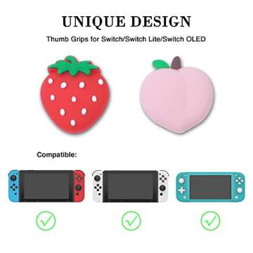 PERFECTSIGHT Switch Thumb Grips, Cute Joystick Caps for Nintendo Switch, 4 PCS Thumbstick Cover for ...