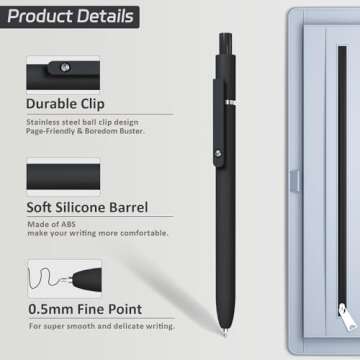 ACEES Gel Pens,6 Pcs 0.5mm Fine Point Black Ink Pens With Smooth Writing,Quick Dry Pens For Journaling,Nurse Aesthetic Pens,Office School Supplies for Men Women Student(Black Gray White)
