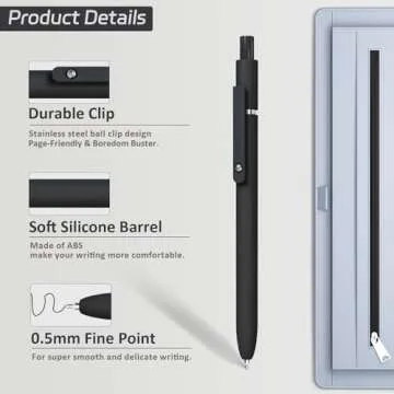 ACEES Gel Pens,6 Pcs 0.5mm Fine Point Black Ink Pens With Smooth Writing,Quick Dry Pens For Journaling,Nurse Aesthetic Pens,Office School Supplies for Men Women Student(Black Gray White)