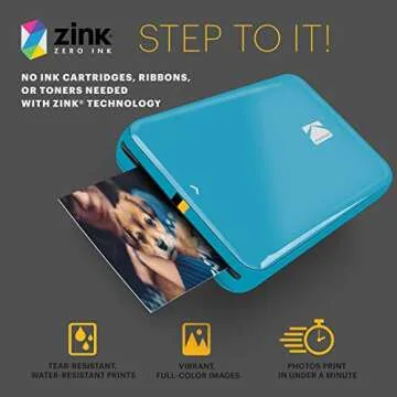 KODAK Step Instant Smartphone Photo Printer - Portable Mini Color Wireless Mobile Printer - Zink 2x3” Sticky-Back Photos - Bluetooth Compatible with iOS & Android Devices - Fun Editing App - Blue
