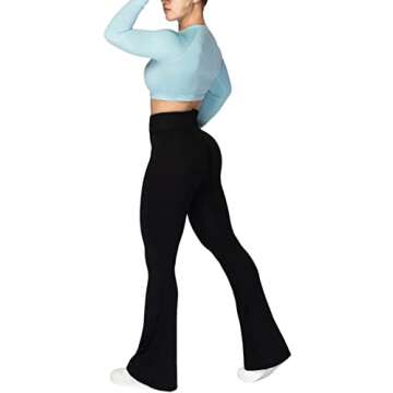 Sunzel Flare Leggings, Crossover Yoga Pants for Women with Tummy Control, High-Waisted and Wide Leg Black, 2XL