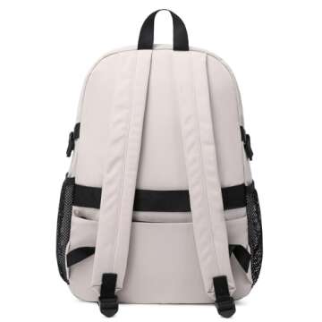 MIRLEWAIY Backpack for School Girls Bookbag Kids Laptop Backpack Gifts for Women Work Travel, Beige