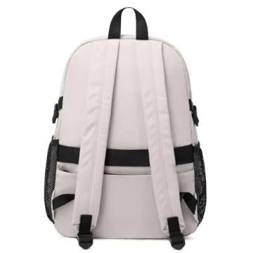 MIRLEWAIY Backpack for School Girls Bookbag Kids Laptop Backpack Gifts for Women Work Travel, Beige