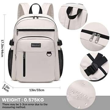 MIRLEWAIY Stylish Water-Resistant Backpack for School
