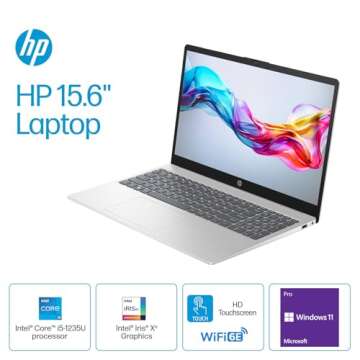 HP 15.6 HD Touchscreen Laptop | 10-Core Intel Core i5-1235U | 16GB RAM | 1TB SSD | Win 11 Pro (Renew...