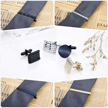 Elegant Jstyle Tie Clip and Cufflink Set for Men Gift Box