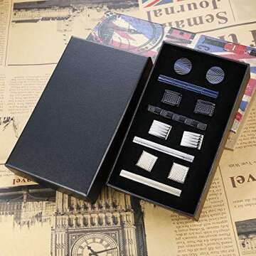 Elegant Jstyle Tie Clip and Cufflink Set for Men Gift Box