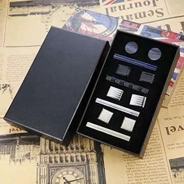 Elegant Jstyle Tie Clip and Cufflink Set for Men Gift Box