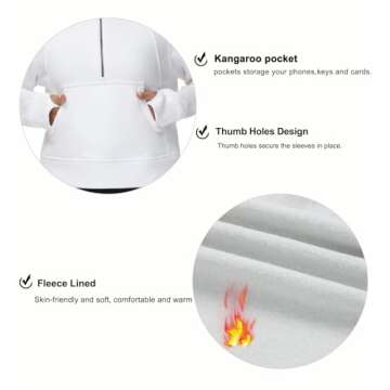 THE GYM PEOPLE Women's Half Zip Pullover Sweatshirt Fleece Stand Collar Crop Sweatshirt with Pockets Thumb Hole White