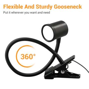 Reading Light, 3 Modes & 10 Brightness Clip on Light, Desk Lamp, Eye Caring Reading Lights for Books in Bed, 360°Gooseneck Clamp Light, Clip on Light for Bed Headboard, Book Light With Memory Function